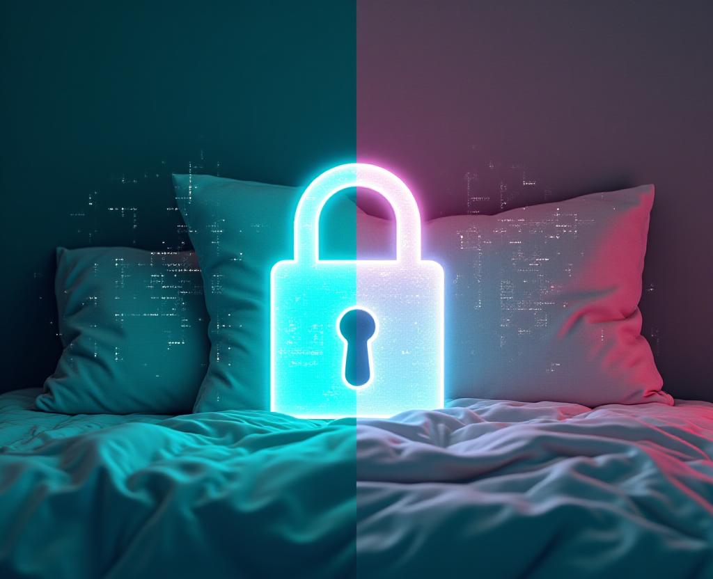Abstract representation of data security and soft sleep elements