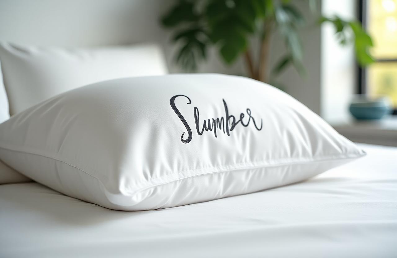 Premium silk pillow with elegant calligraphy script