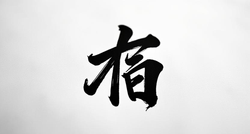 Close up of black ink calligraphy on white pillow